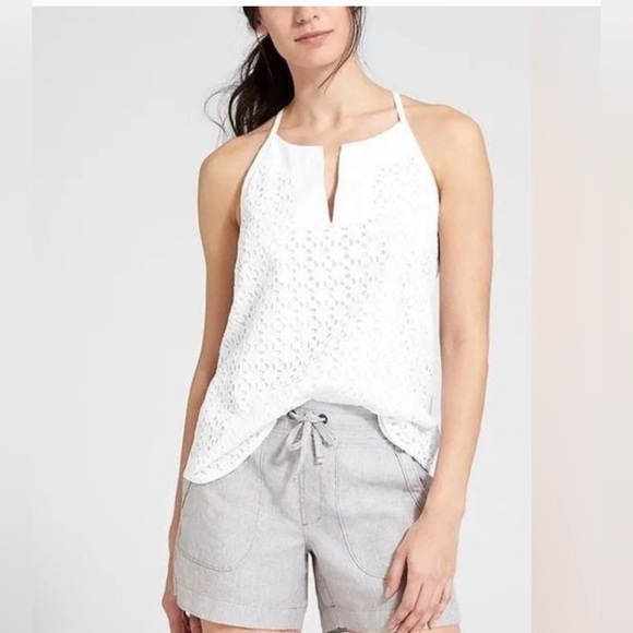 Athleta Tops - NWT Athleta Eyelet Dunes White Tank Size Small.